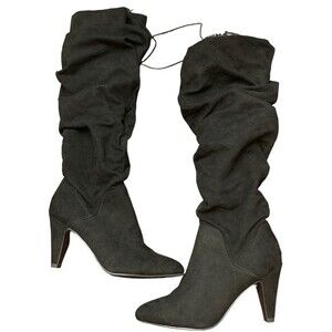 Worthington | Lara Black Suede Scrunch Knee High Boot 6M